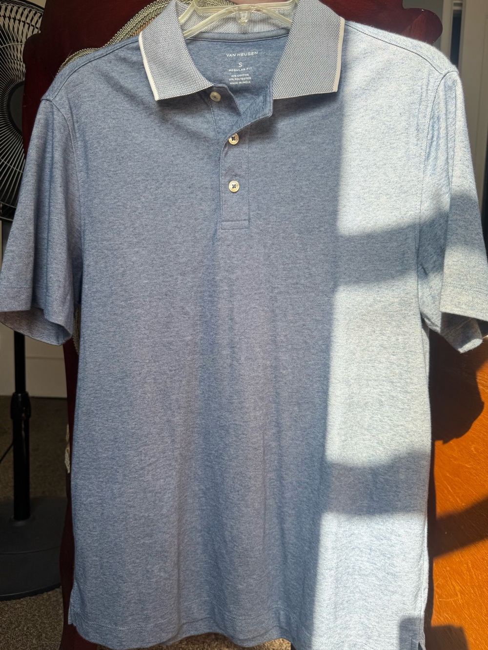 Van Heusen Light Blue Men's Polo with Contrasting Collar Trim
